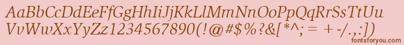 Fonte SlimbachBookitalic – fontes marrons em um fundo rosa