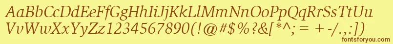 SlimbachBookitalic Font – Brown Fonts on Yellow Background