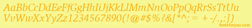 SlimbachBookitalic Font – Orange Fonts on Yellow Background