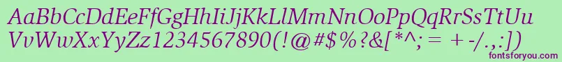 SlimbachBookitalic Font – Purple Fonts on Green Background