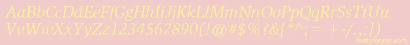 SlimbachBookitalic Font – Yellow Fonts on Pink Background