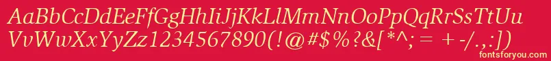 SlimbachBookitalic Font – Yellow Fonts on Red Background