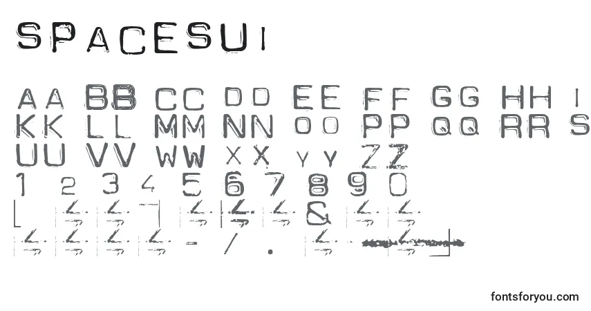 Czcionka Spacesui – alfabet, cyfry, specjalne znaki