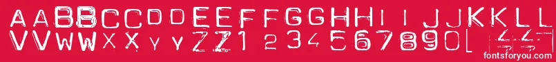 Spacesui-Schriftart – Weiße Schriften auf rotem Hintergrund