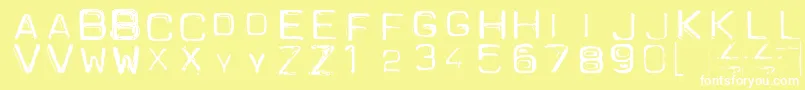 Spacesui-Schriftart – Weiße Schriften auf gelbem Hintergrund