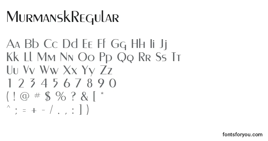 Schriftart MurmanskRegular – Alphabet, Zahlen, spezielle Symbole