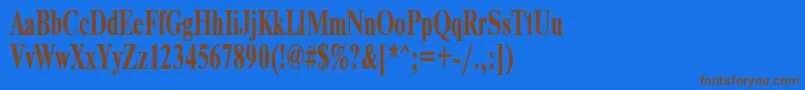 フォントTimeset65b – 茶色の文字が青い背景にあります。