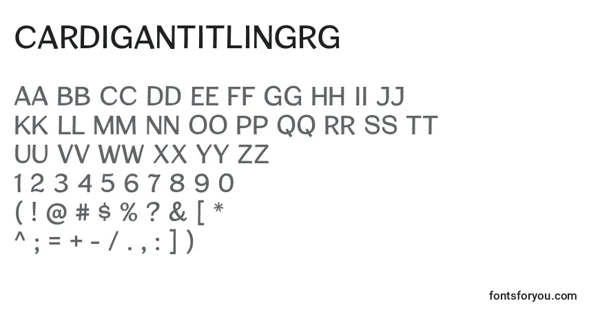 Шрифт CardiganTitlingRg – алфавит, цифры, специальные символы
