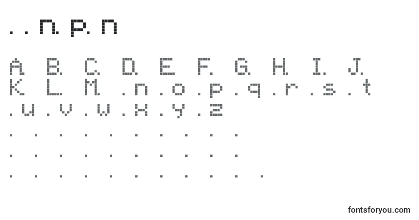 Ninepin-fontti – aakkoset, numerot, erikoismerkit