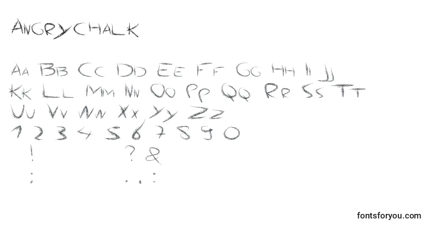 Schriftart Angrychalk – Alphabet, Zahlen, spezielle Symbole