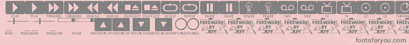 ButtonsAndSwitchesJl-Schriftart – Graue Schriften auf rosa Hintergrund