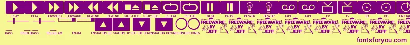 ButtonsAndSwitchesJl Font – Purple Fonts on Yellow Background