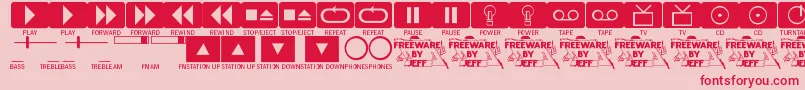 ButtonsAndSwitchesJl-Schriftart – Rote Schriften auf rosa Hintergrund