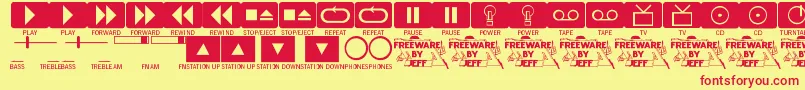 ButtonsAndSwitchesJl-Schriftart – Rote Schriften auf gelbem Hintergrund