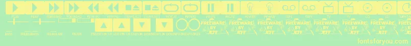 Fonte ButtonsAndSwitchesJl – fontes amarelas em um fundo verde