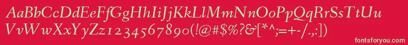 FanwoodTextItalicWebfont Font – Green Fonts on Red Background