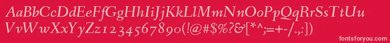FanwoodTextItalicWebfont-Schriftart – Rosa Schriften auf rotem Hintergrund