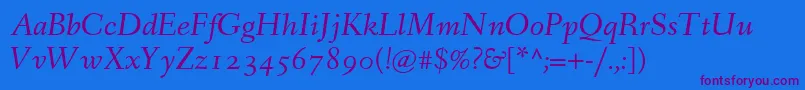 FanwoodTextItalicWebfont Font – Purple Fonts on Blue Background