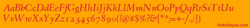 FanwoodTextItalicWebfont Font – Red Fonts on Orange Background