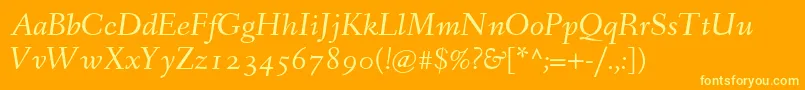 FanwoodTextItalicWebfont Font – Yellow Fonts on Orange Background