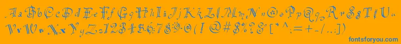フォントPartyhand – オレンジの背景に青い文字