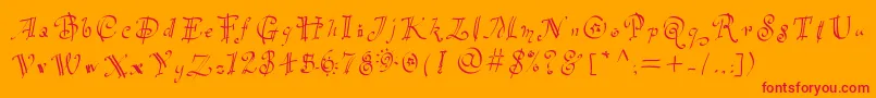 Partyhand Font – Red Fonts on Orange Background