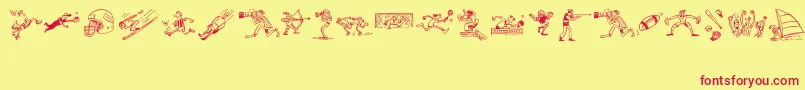 Cartoon4Sports Font – Red Fonts on Yellow Background