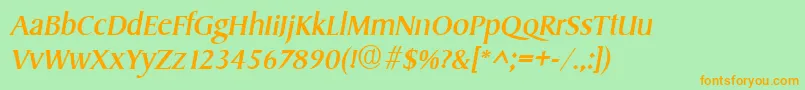 SydneyItalic Font – Orange Fonts on Green Background