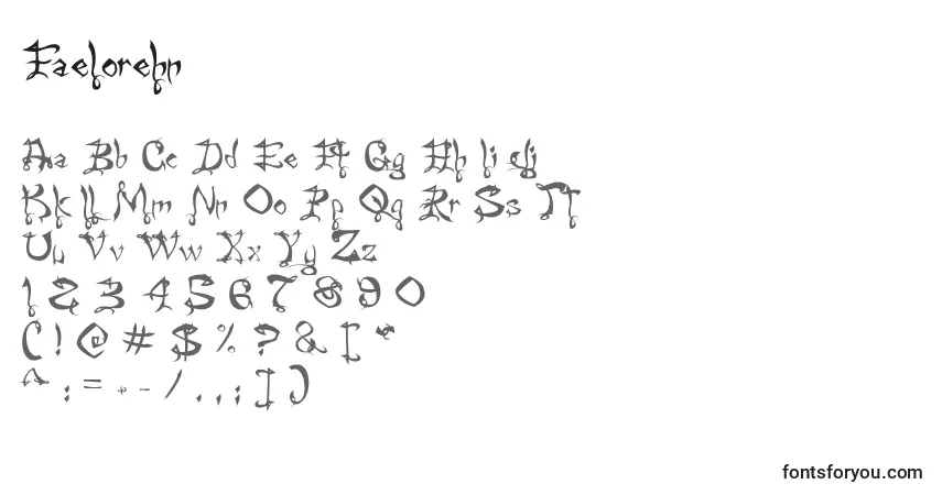 Schriftart Faelorehn – Alphabet, Zahlen, spezielle Symbole