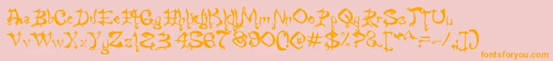 Faelorehn-Schriftart – Orangefarbene Schriften auf rosa Hintergrund