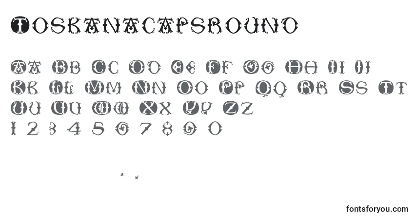 Шрифт Toskanacapsround – алфавит, цифры, специальные символы