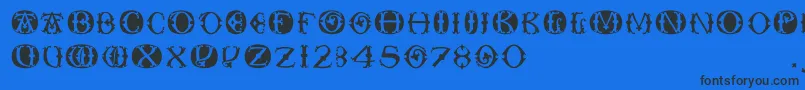 Toskanacapsround Font – Black Fonts on Blue Background