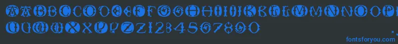 Toskanacapsround Font – Blue Fonts on Black Background