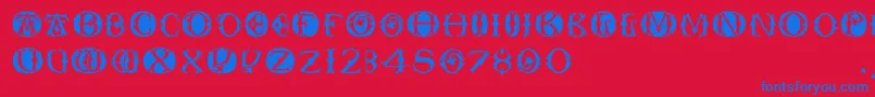 フォントToskanacapsround – 赤い背景に青い文字