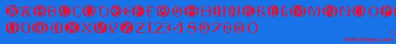 Toskanacapsround Font – Red Fonts on Blue Background