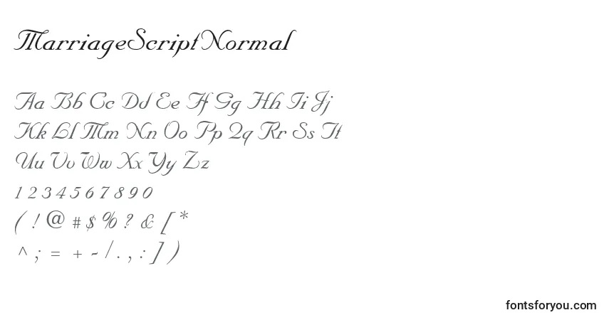 Шрифт MarriageScriptNormal – алфавит, цифры, специальные символы