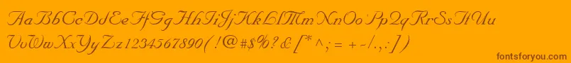 MarriageScriptNormal-Schriftart – Braune Schriften auf orangefarbenem Hintergrund