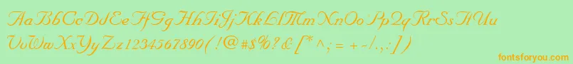 MarriageScriptNormal-Schriftart – Orangefarbene Schriften auf grünem Hintergrund