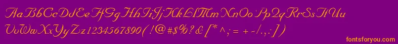 MarriageScriptNormal-Schriftart – Orangefarbene Schriften auf violettem Hintergrund