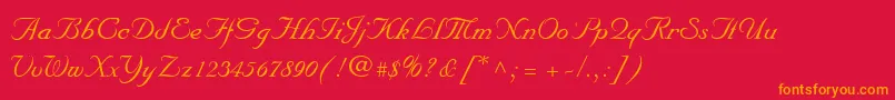 MarriageScriptNormal-Schriftart – Orangefarbene Schriften auf rotem Hintergrund