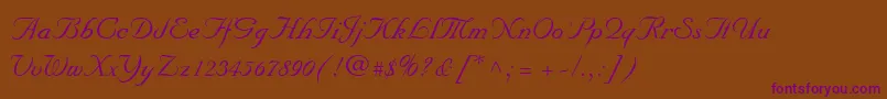 MarriageScriptNormal-Schriftart – Violette Schriften auf braunem Hintergrund