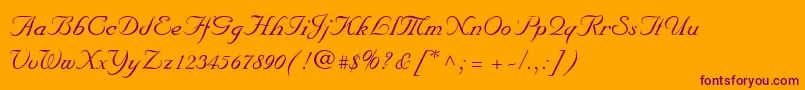 MarriageScriptNormal-Schriftart – Violette Schriften auf orangefarbenem Hintergrund