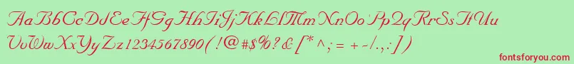 MarriageScriptNormal Font – Red Fonts on Green Background