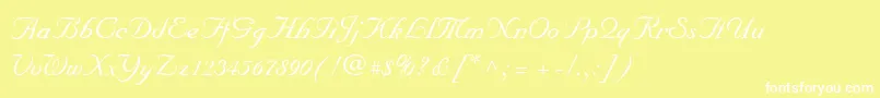 MarriageScriptNormal-Schriftart – Weiße Schriften auf gelbem Hintergrund