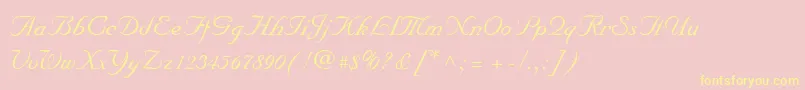 MarriageScriptNormal-Schriftart – Gelbe Schriften auf rosa Hintergrund