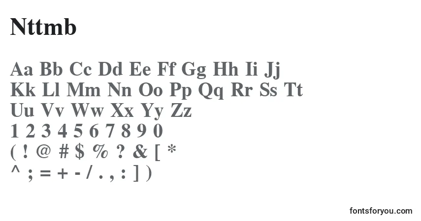 Schriftart Nttmb – Alphabet, Zahlen, spezielle Symbole