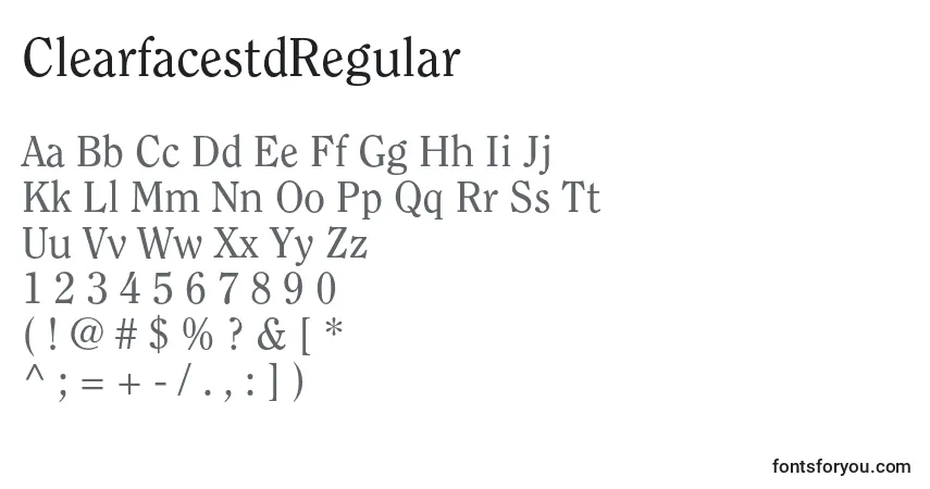 Schriftart ClearfacestdRegular – Alphabet, Zahlen, spezielle Symbole