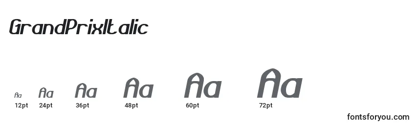 Размеры шрифта GrandPrixItalic
