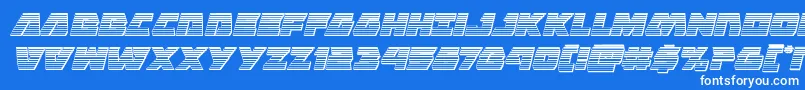 Fonte Eaglestrikechromeital – fontes brancas em um fundo azul