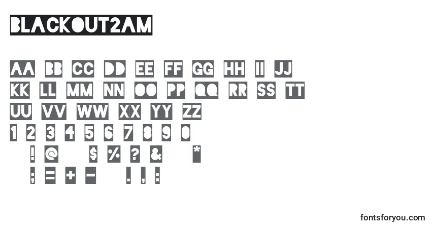 Schriftart Blackout2Am – Alphabet, Zahlen, spezielle Symbole